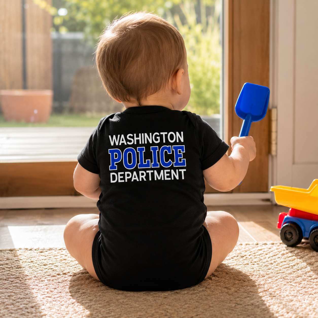 Police Baby Bodysuit with Police & Sheriff Logo - Custom Name Front & Optional Back