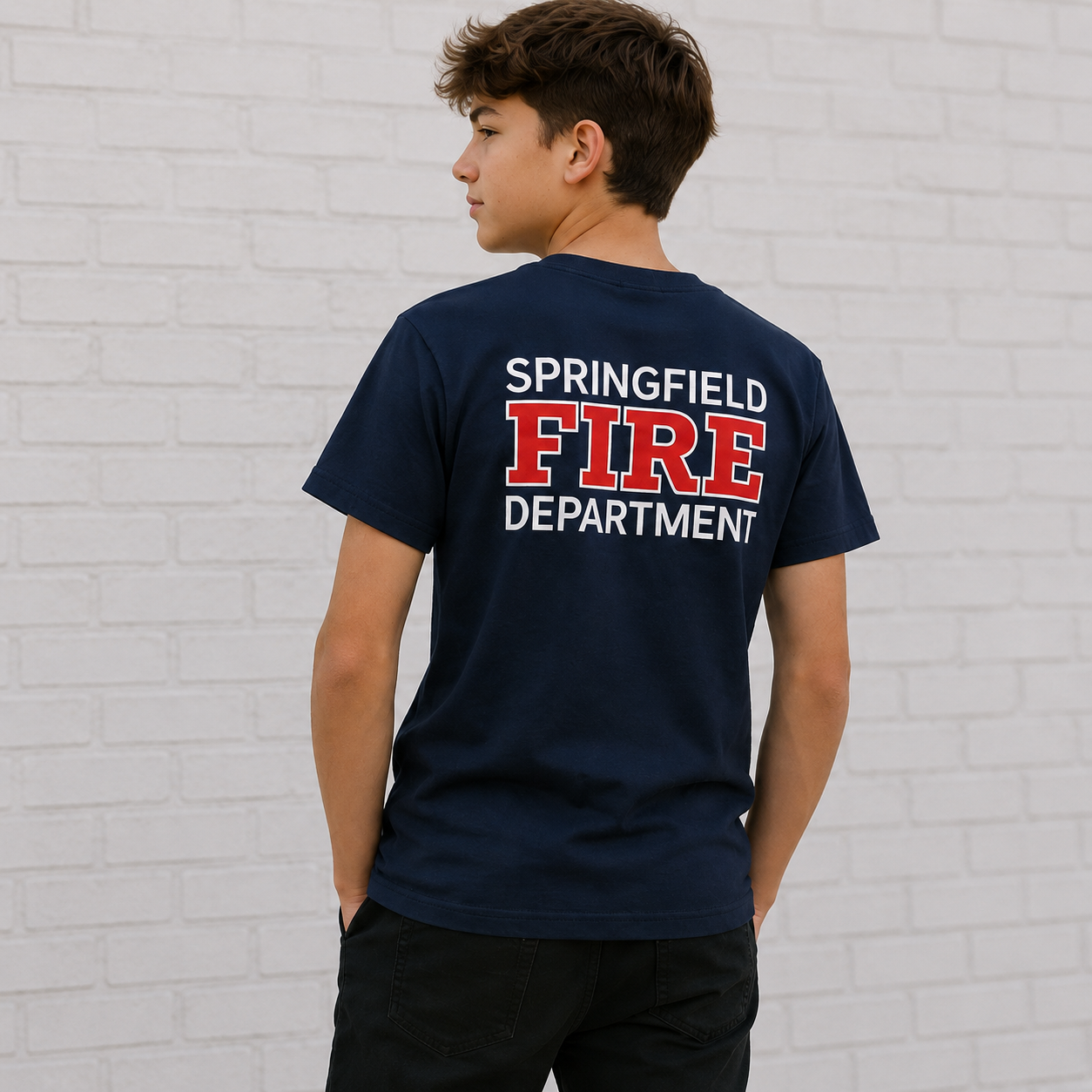 Firefighter Youth Tshirt with Maltese Cross - Custom Name Front & Optional Back