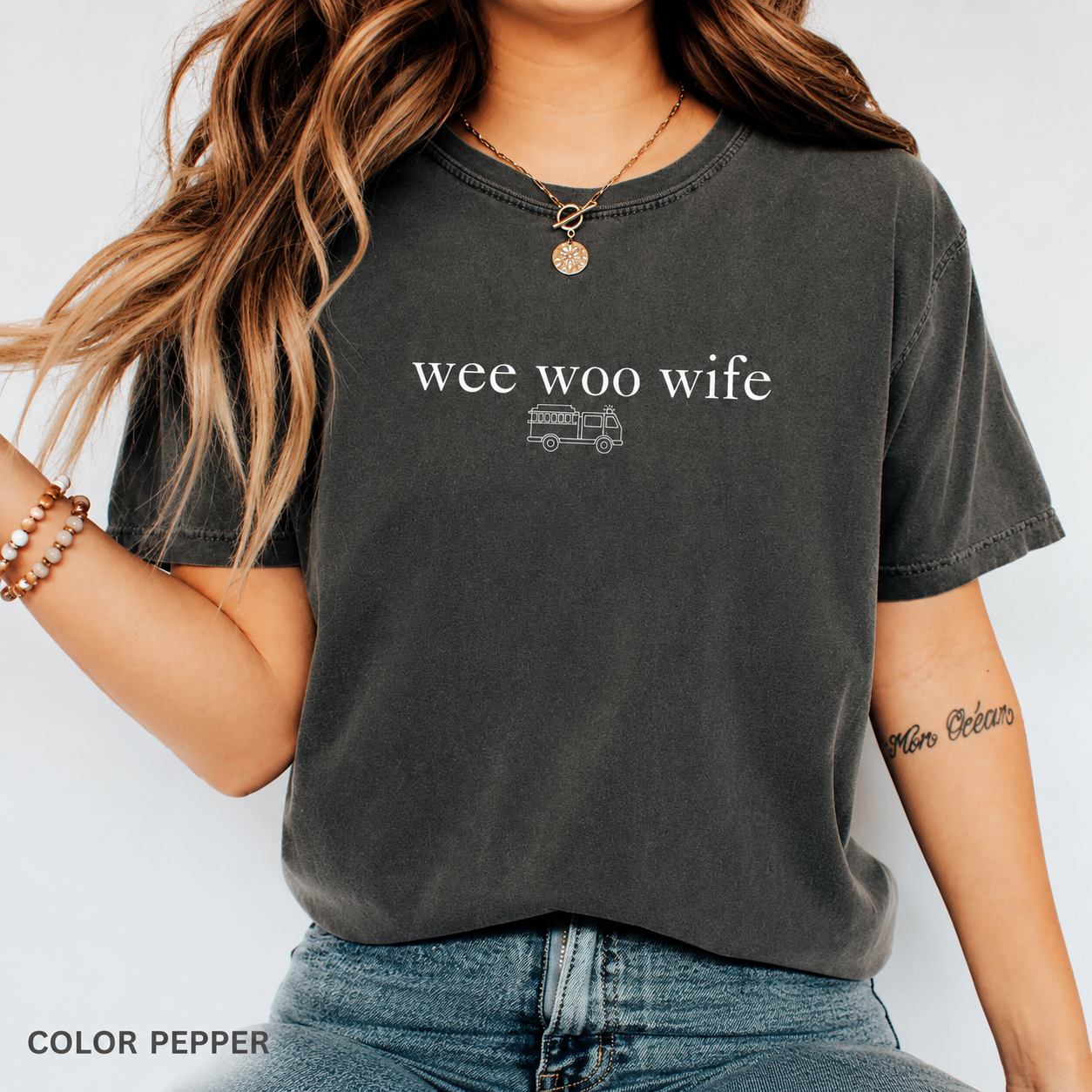 Comfort Colors® Firefighter Wife Shirt, Funny Wife Shirt, Fire Fighter Gift, Firefighter Gift, Wee Woo Wife Shirt, Sarcastic Shirt For Women