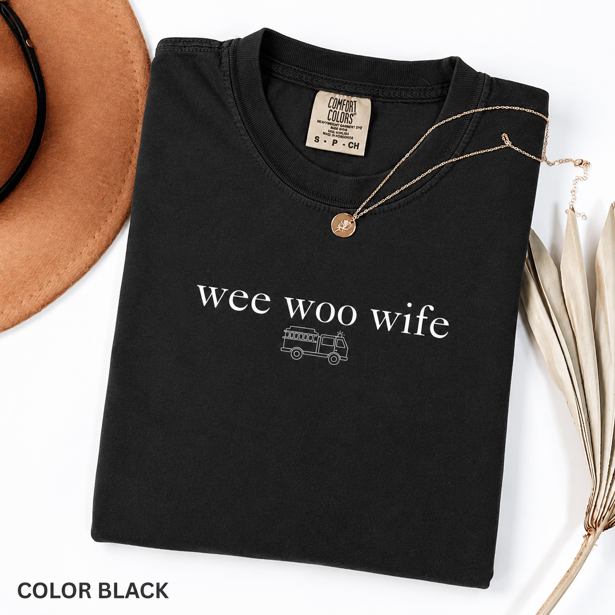 Comfort Colors® Firefighter Wife Shirt, Funny Wife Shirt, Fire Fighter Gift, Firefighter Gift, Wee Woo Wife Shirt, Sarcastic Shirt For Women