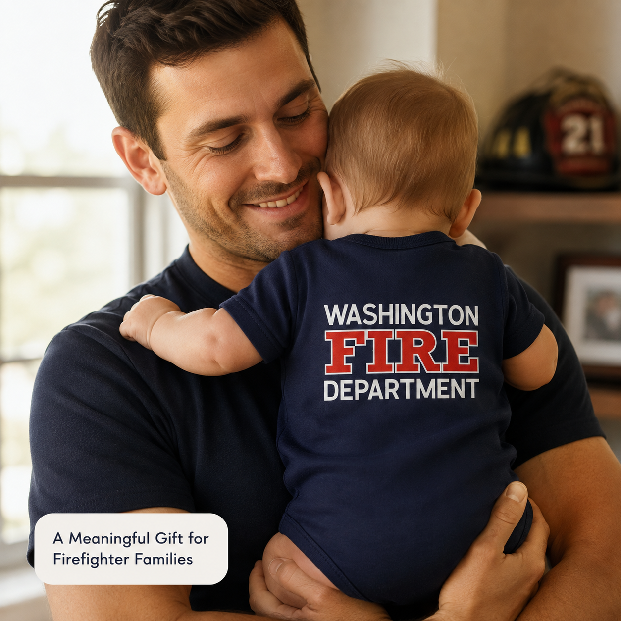 Firefighter Baby Bodysuit with Maltese Cross - Custom Name Front & Optional Back