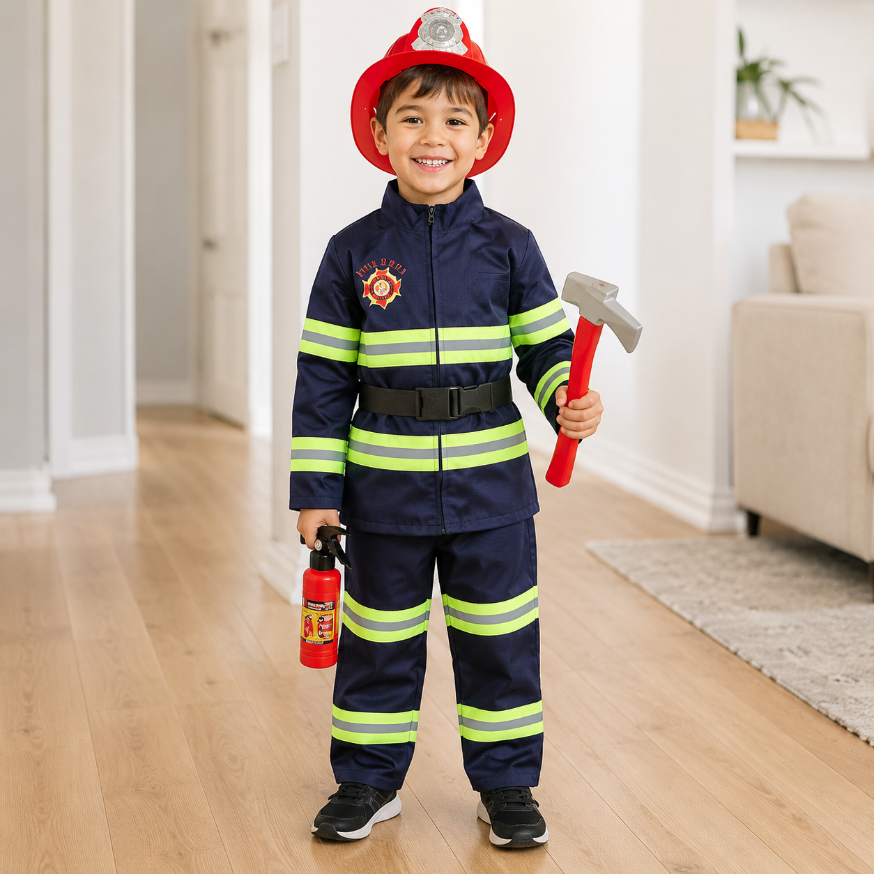 Kinder Feuerwehrmann Cosplay Kostüm Jungen Mädchen Halloween Karneval Party Sam Feuerwehrmann Uniform Arbeitskleidung Weihnachtsgeschenk