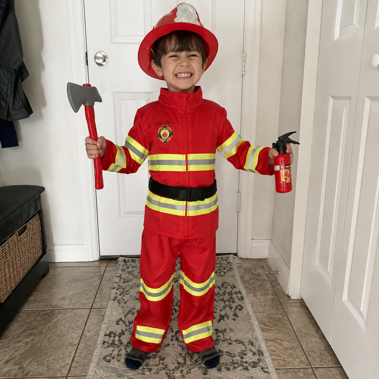 Kinder Feuerwehrmann Cosplay Kostüm Jungen Mädchen Halloween Karneval Party Sam Feuerwehrmann Uniform Arbeitskleidung Weihnachtsgeschenk