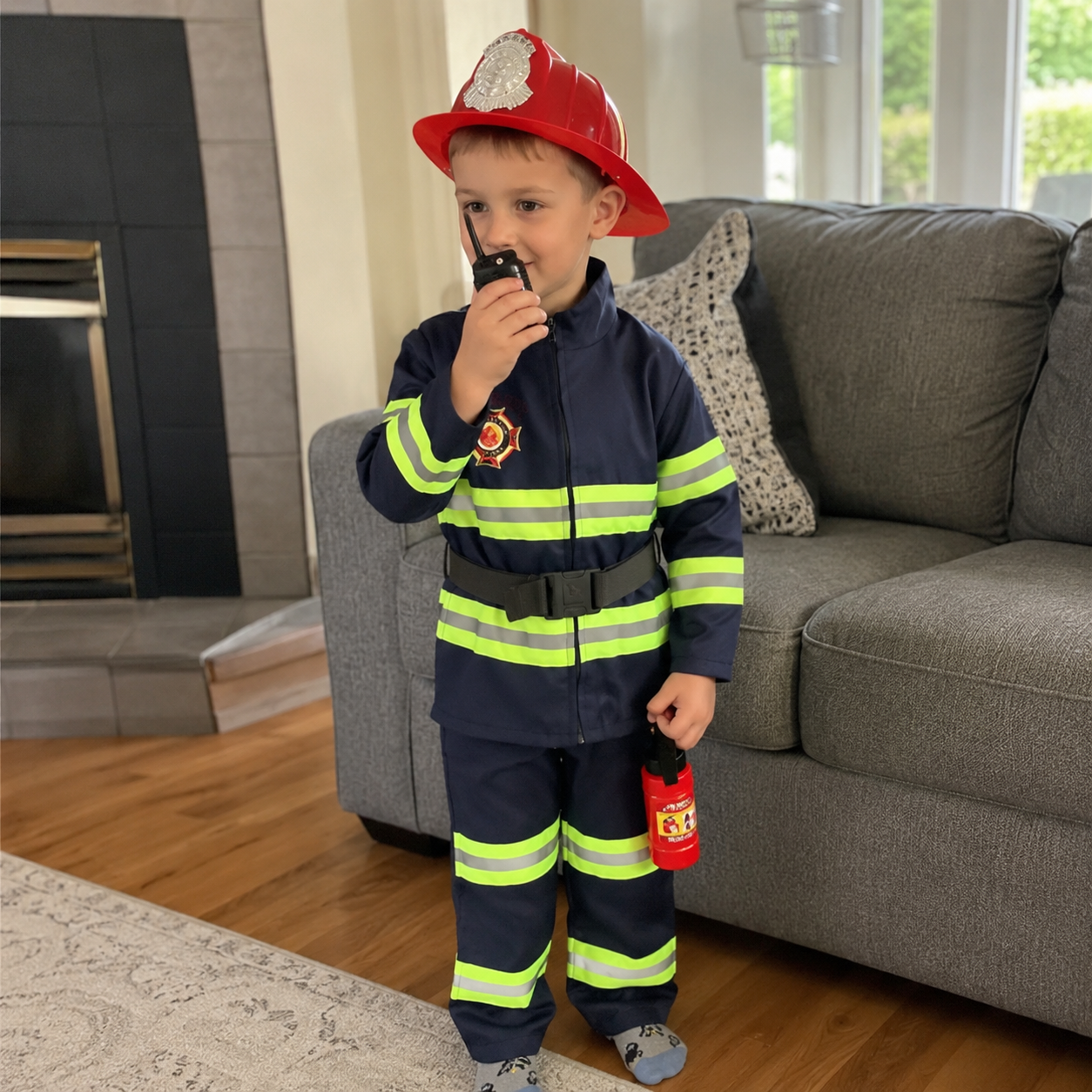Kinder Feuerwehrmann Cosplay Kostüm Jungen Mädchen Halloween Karneval Party Sam Feuerwehrmann Uniform Arbeitskleidung Weihnachtsgeschenk