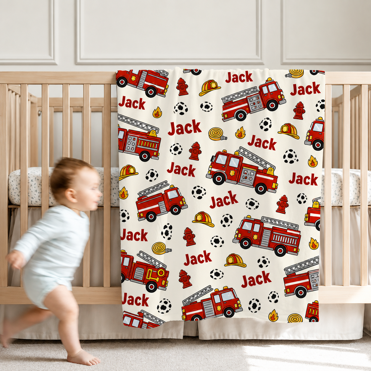 Couverture personnalisée pour pompiers - Motif personnalisé avec le nom du pompier