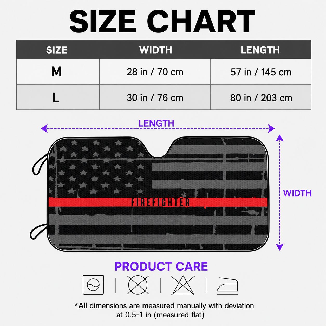 Firefighter Thin Red Line - Car Windshield Sunshade