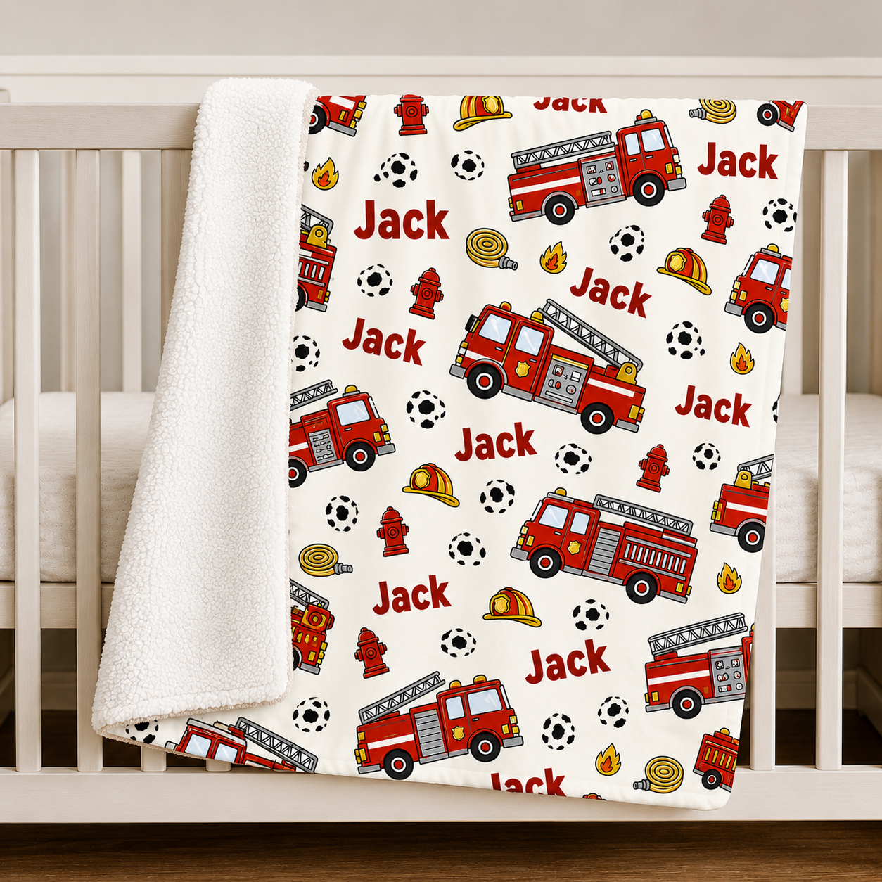 Couverture personnalisée pour pompiers - Motif personnalisé avec le nom du pompier