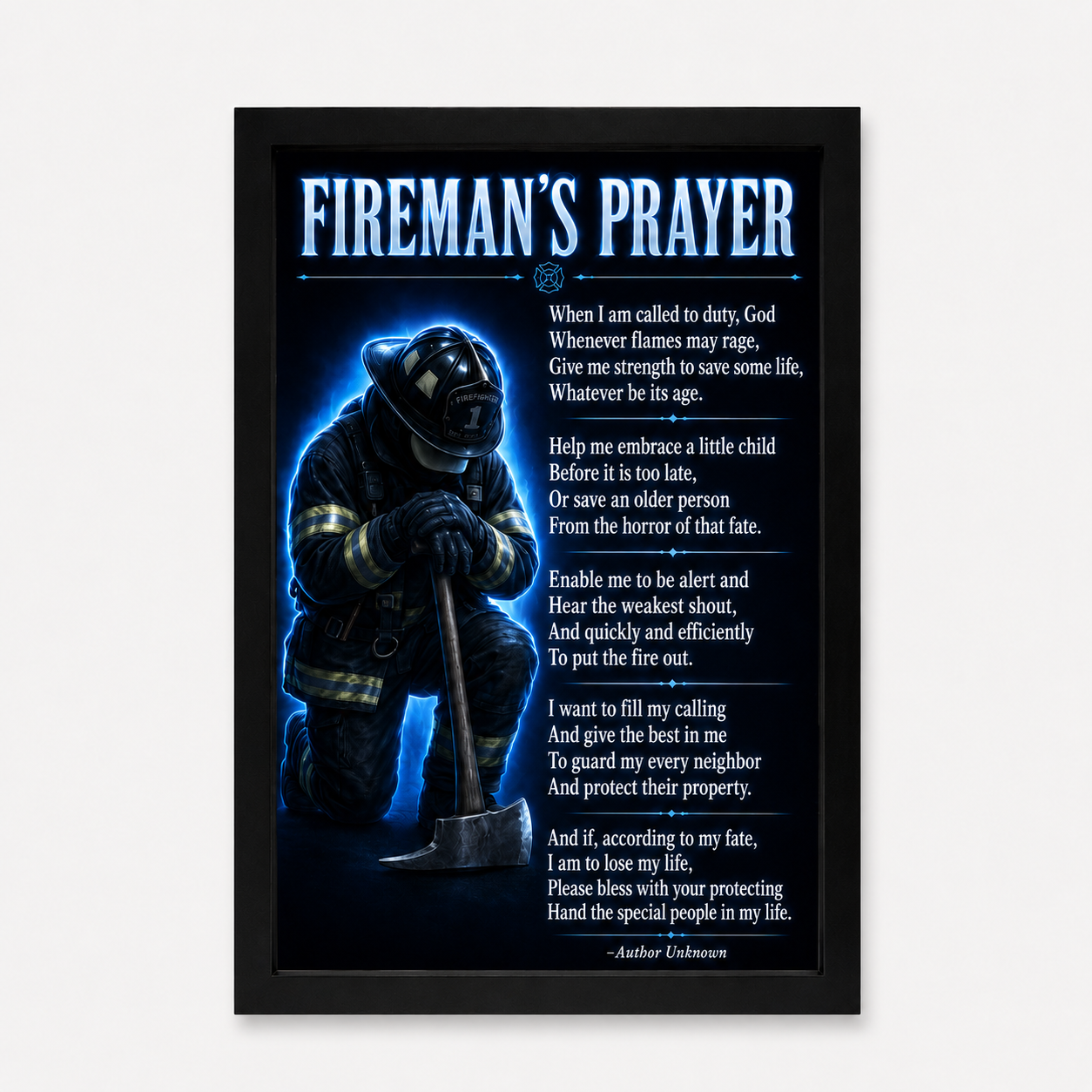 Firefighter Prayer Poster - Firerescuetm