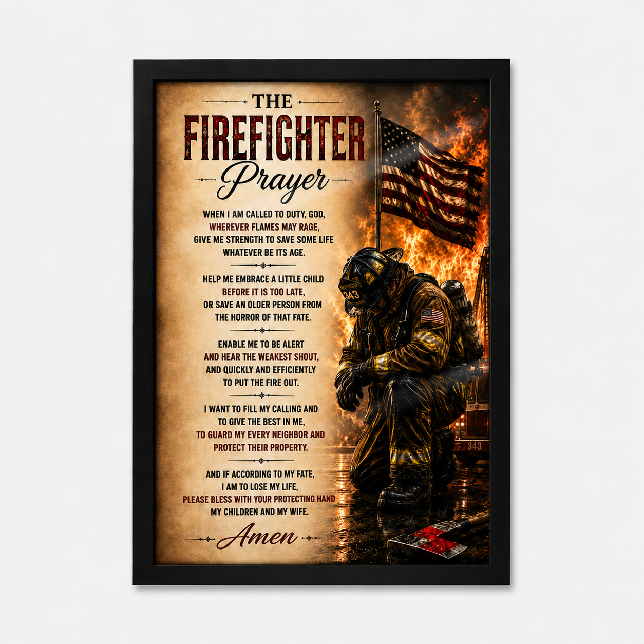 Firefighter Prayer Poster - Firerescuetm