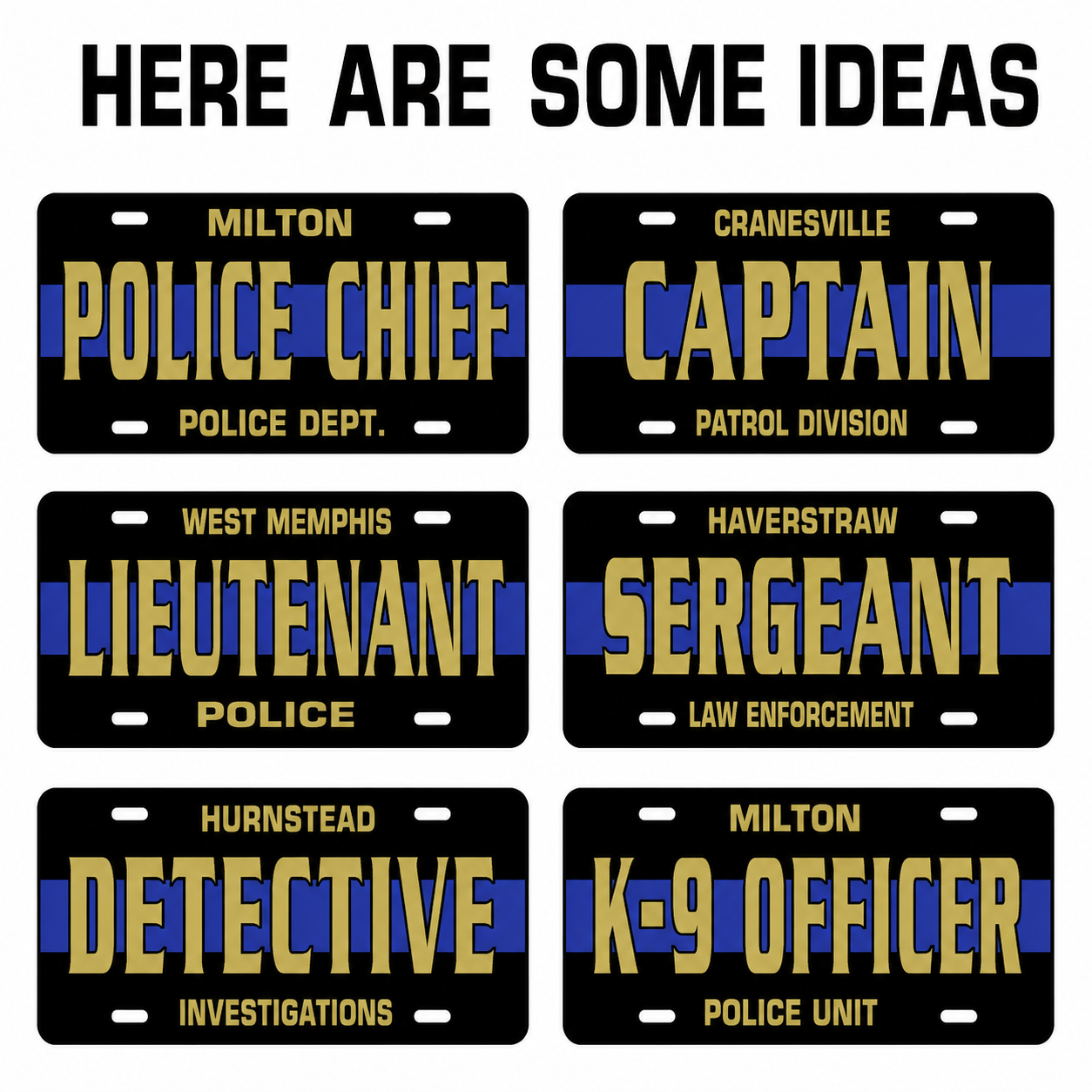 Personalized Police Blue Line License Plate