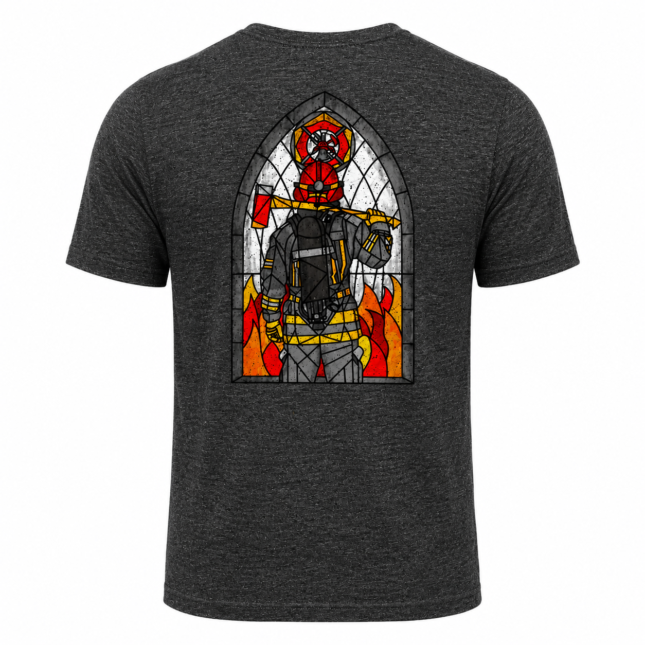 Firefighter Stained Glass T-Shirt | Firefighter Graphic Shirt