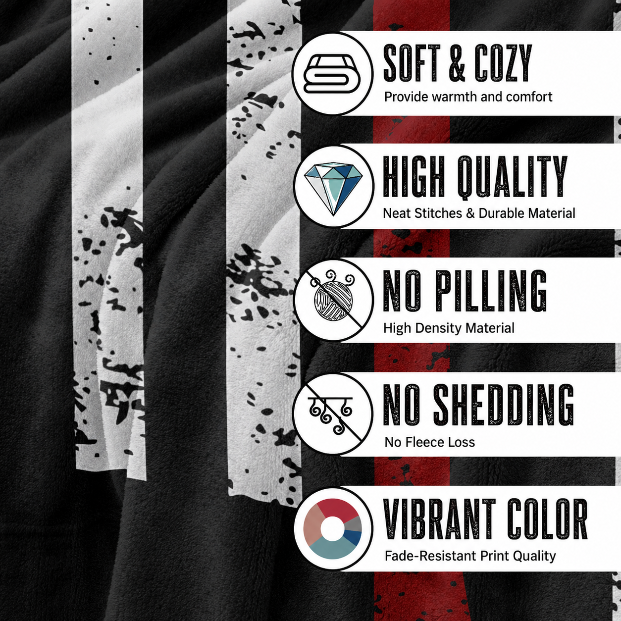 Personalized Firefighter Blanket - Thin Red Line Flag Custom Name