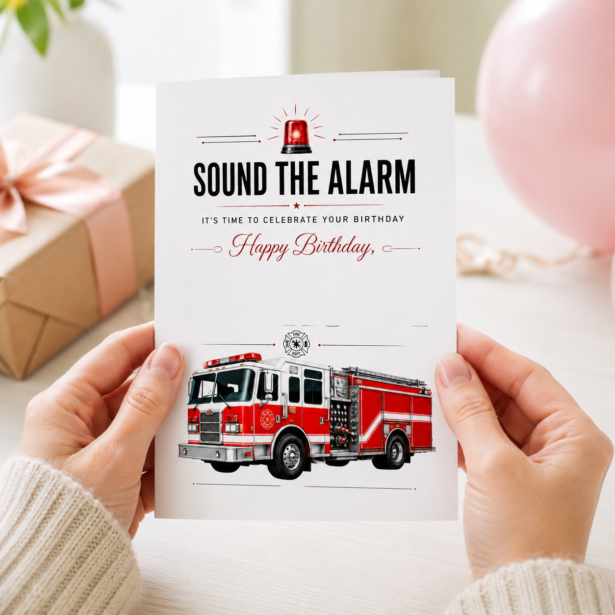 🎁 Happy Birthday - Firefighter Custom Card (100% off)