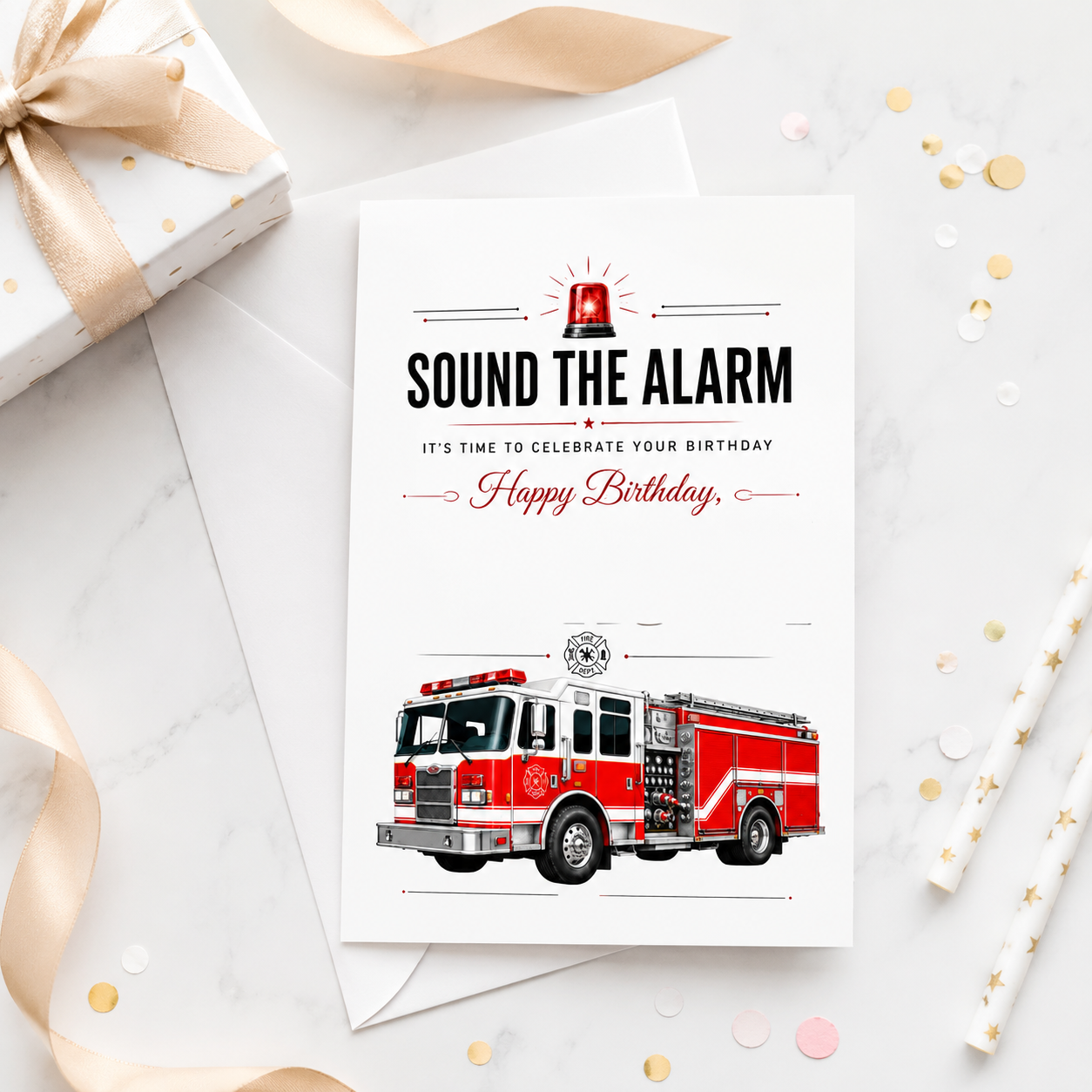 🎁 Happy Birthday - Firefighter Custom Card (100% off)