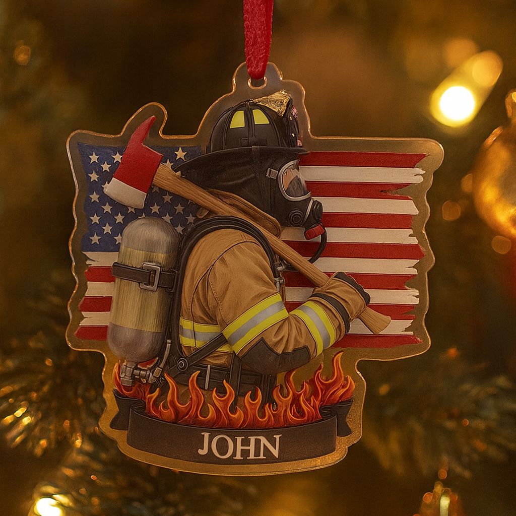 Custom Acrylic Christmas Ornament with American Flag