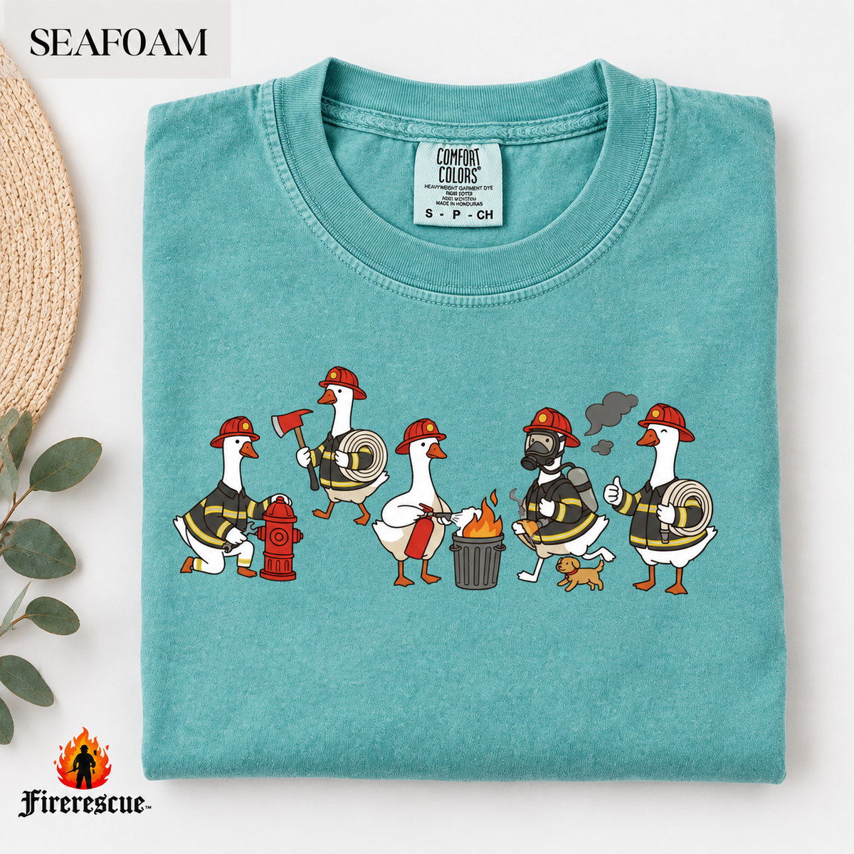 Firefighter Geese Crew Comfort Colors® Tee | Funny Fire Dept Station House Gift