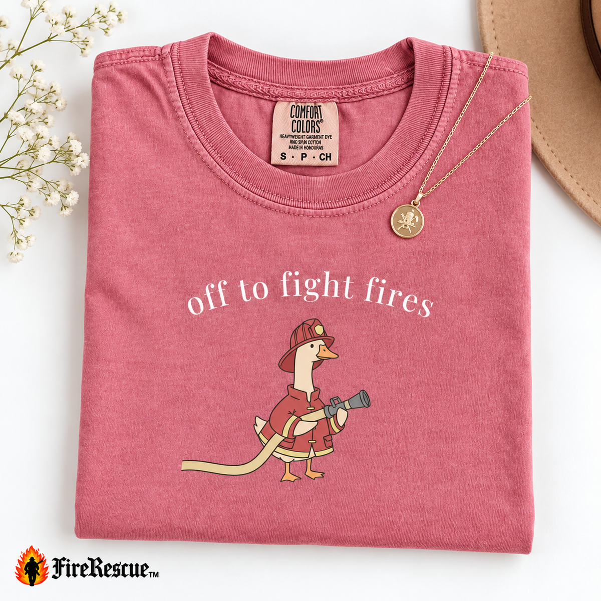 Funny Firefighter Goose Comfort Colors® Tee | Silly First Responder Gift Shirt