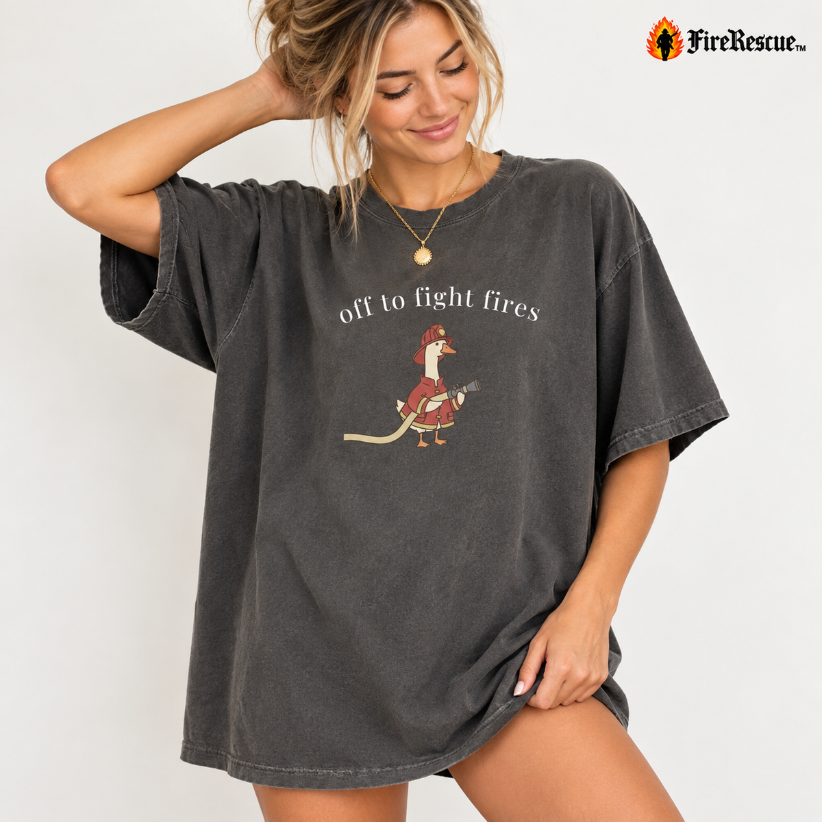 Funny Firefighter Goose Comfort Colors® Tee | Silly First Responder Gift Shirt