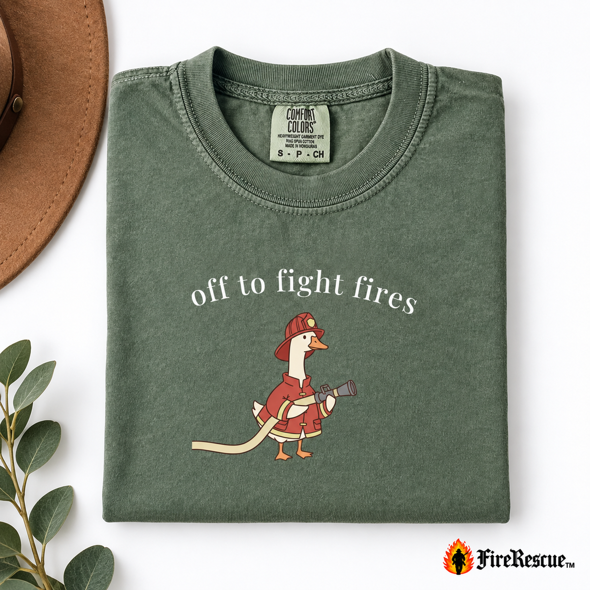Funny Firefighter Goose Comfort Colors® Tee | Silly First Responder Gift Shirt