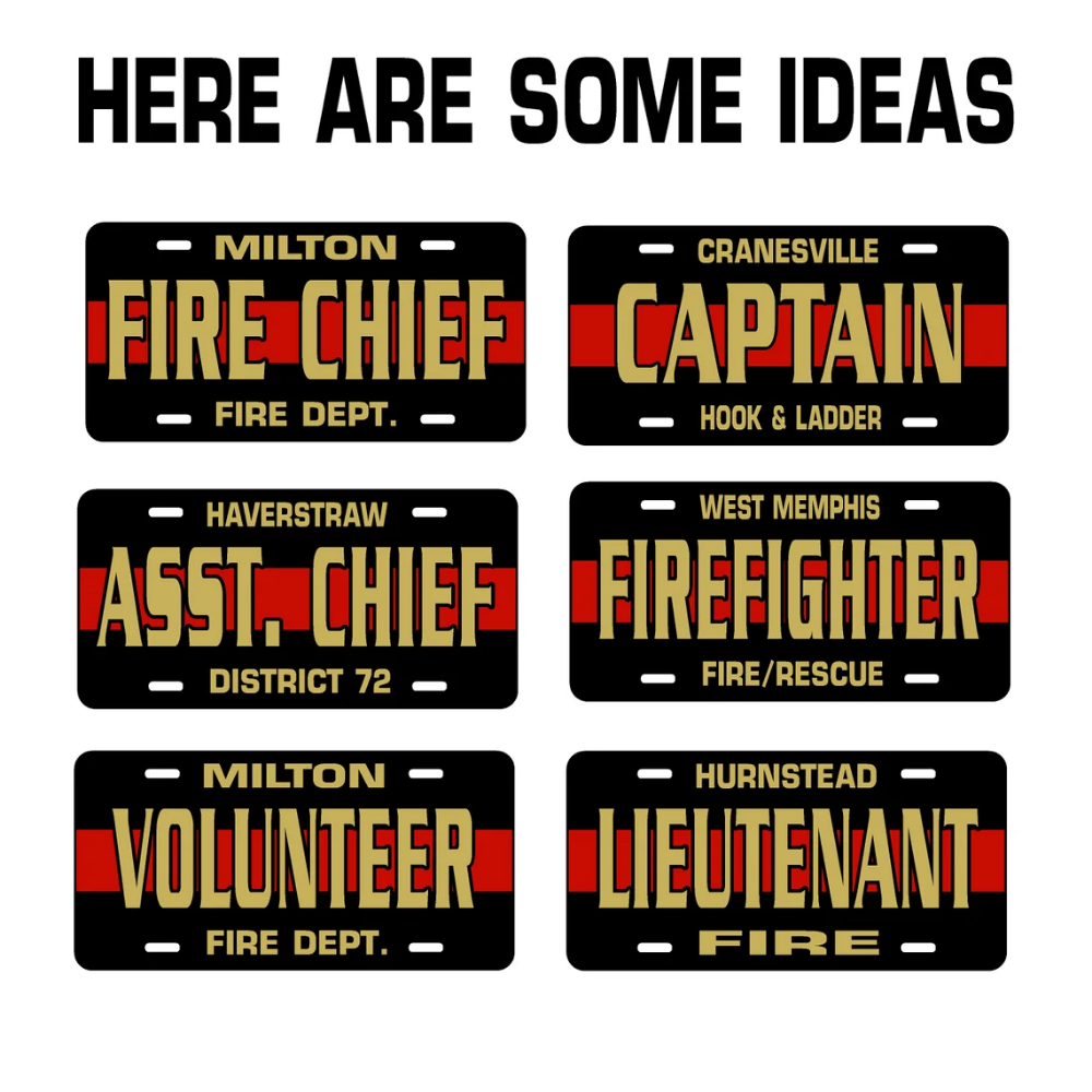 Personalized Firefighter Red Line Reflective License Plate