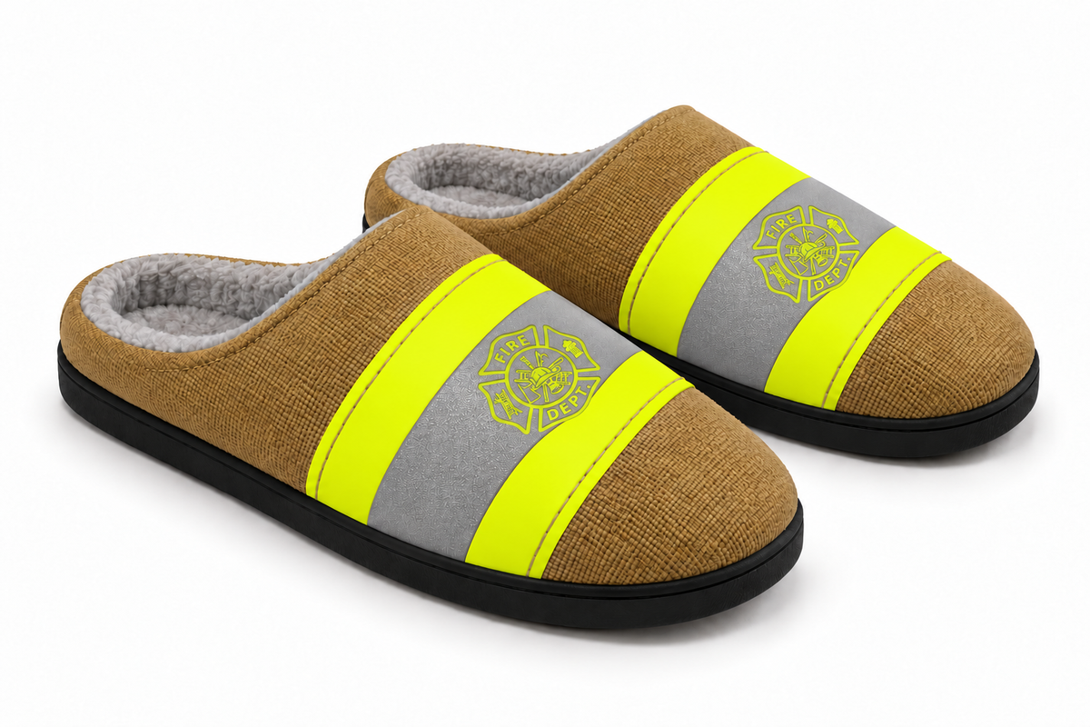 Firefighter Christmas Slippers | Cozy Indoor House Shoes