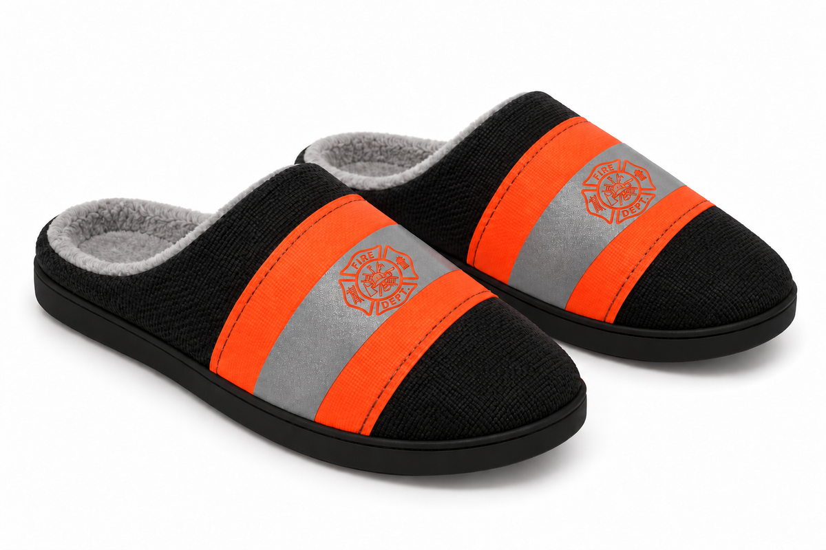 Firefighter Christmas Slippers | Cozy Indoor House Shoes