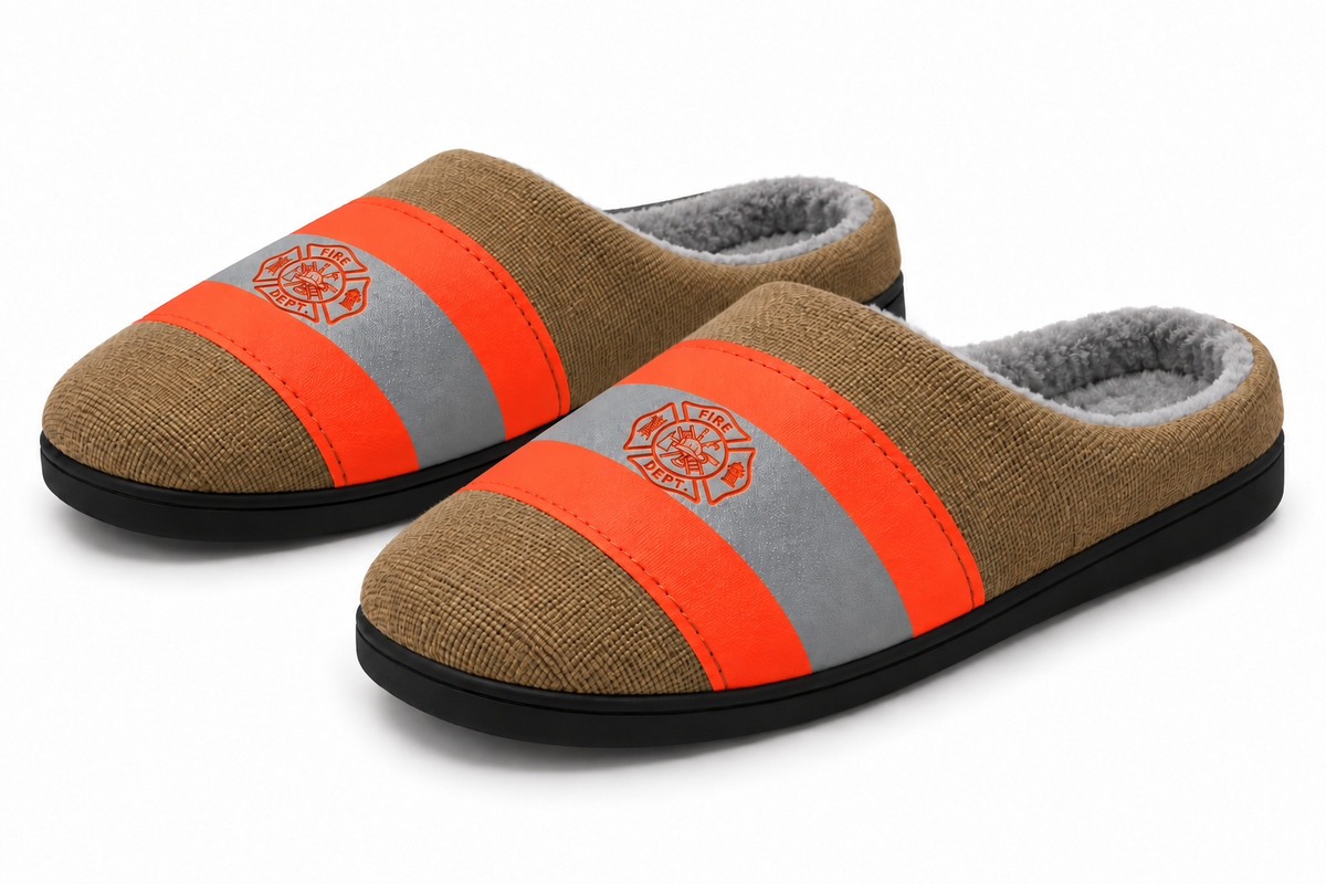 Firefighter Christmas Slippers | Cozy Indoor House Shoes