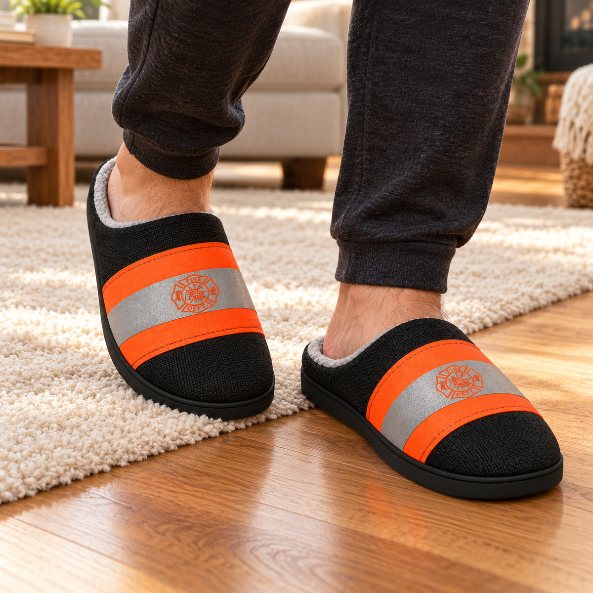 Firefighter Christmas Slippers | Cozy Indoor House Shoes