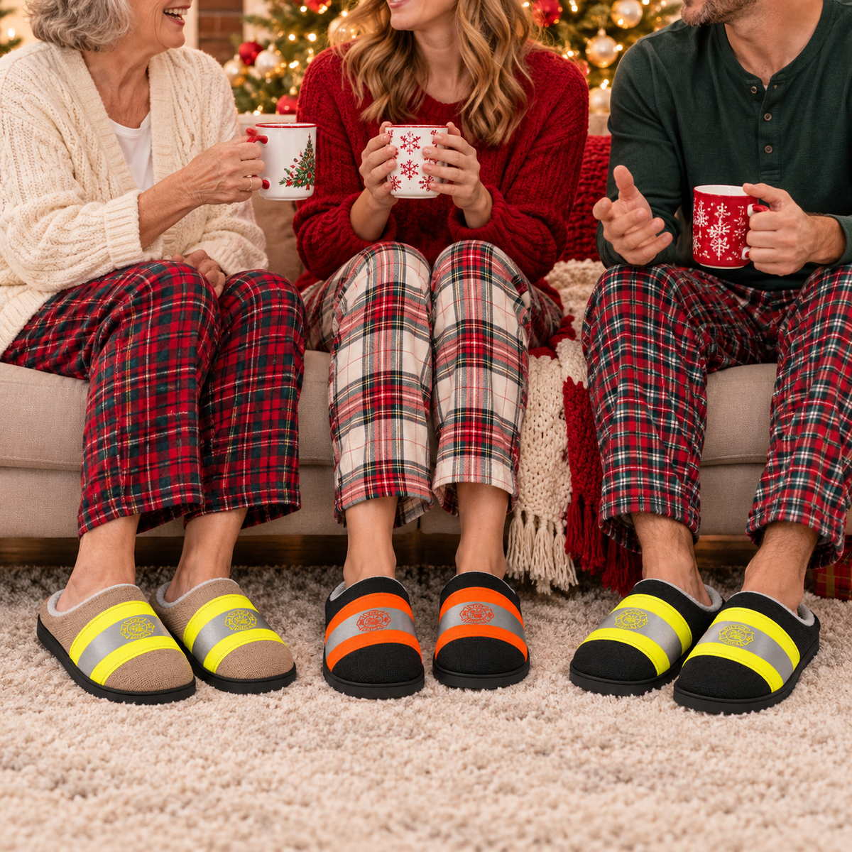 Firefighter Christmas Slippers | Cozy Indoor House Shoes