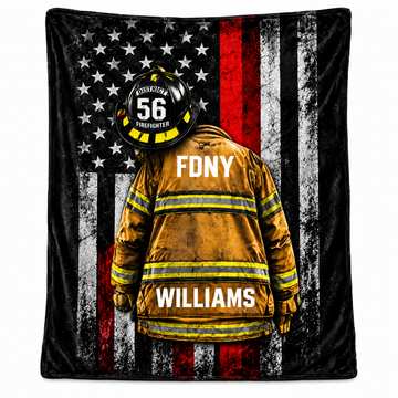 Couverture personnalisée pour pompiers - Motif personnalisé avec le nom du pompier
