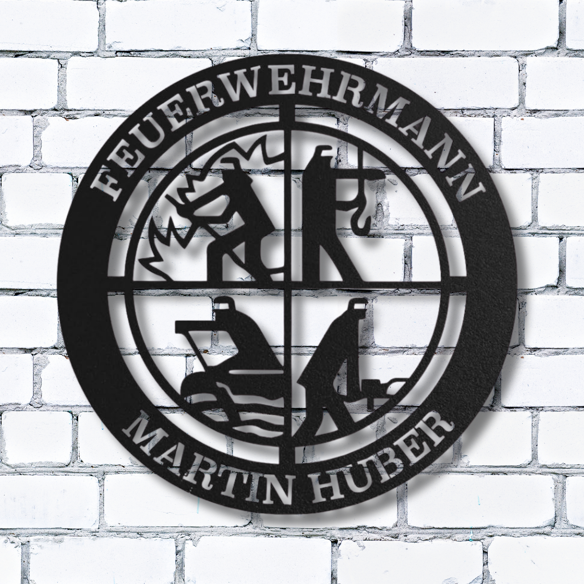 Personalisiertes Feuerwehrmann Metallschild - Wanddeko für Feuerwehrleute