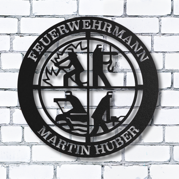 Personalisiertes Feuerwehrmann Metallschild - Wanddeko für Feuerwehrleute