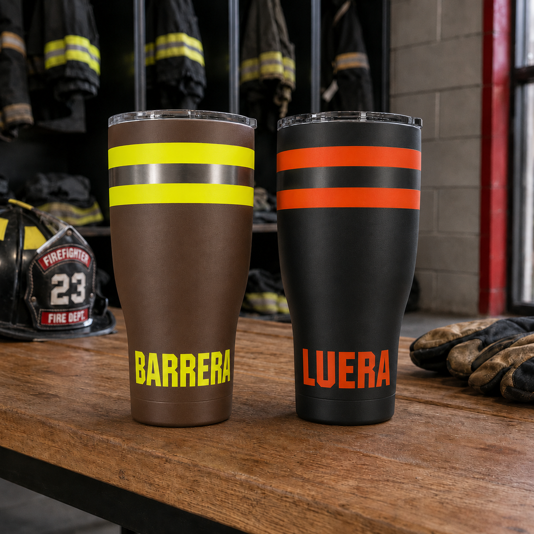 Personalized Firefighter Bunker Gear Tumbler