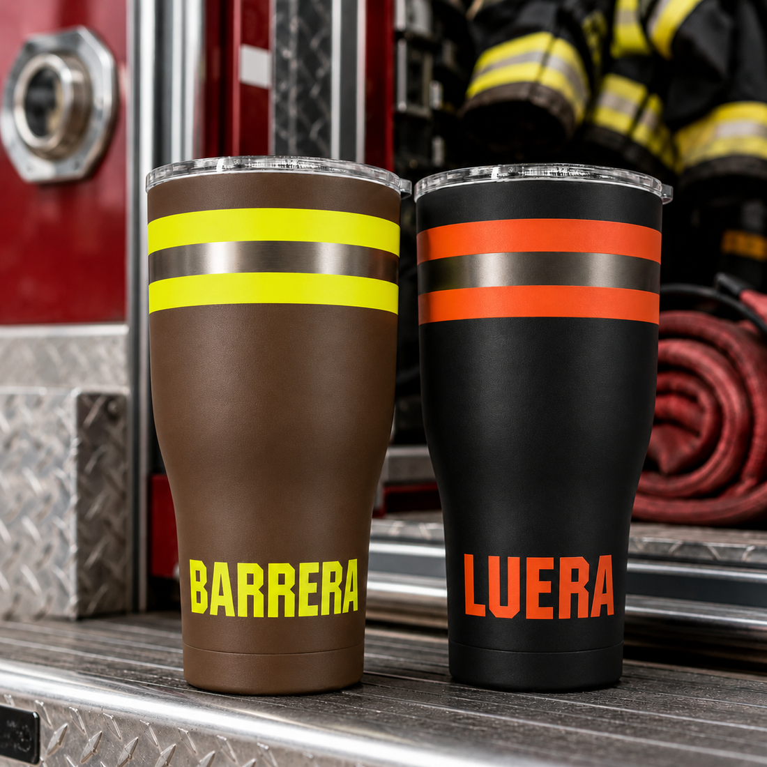 Personalized Firefighter Bunker Gear Tumbler