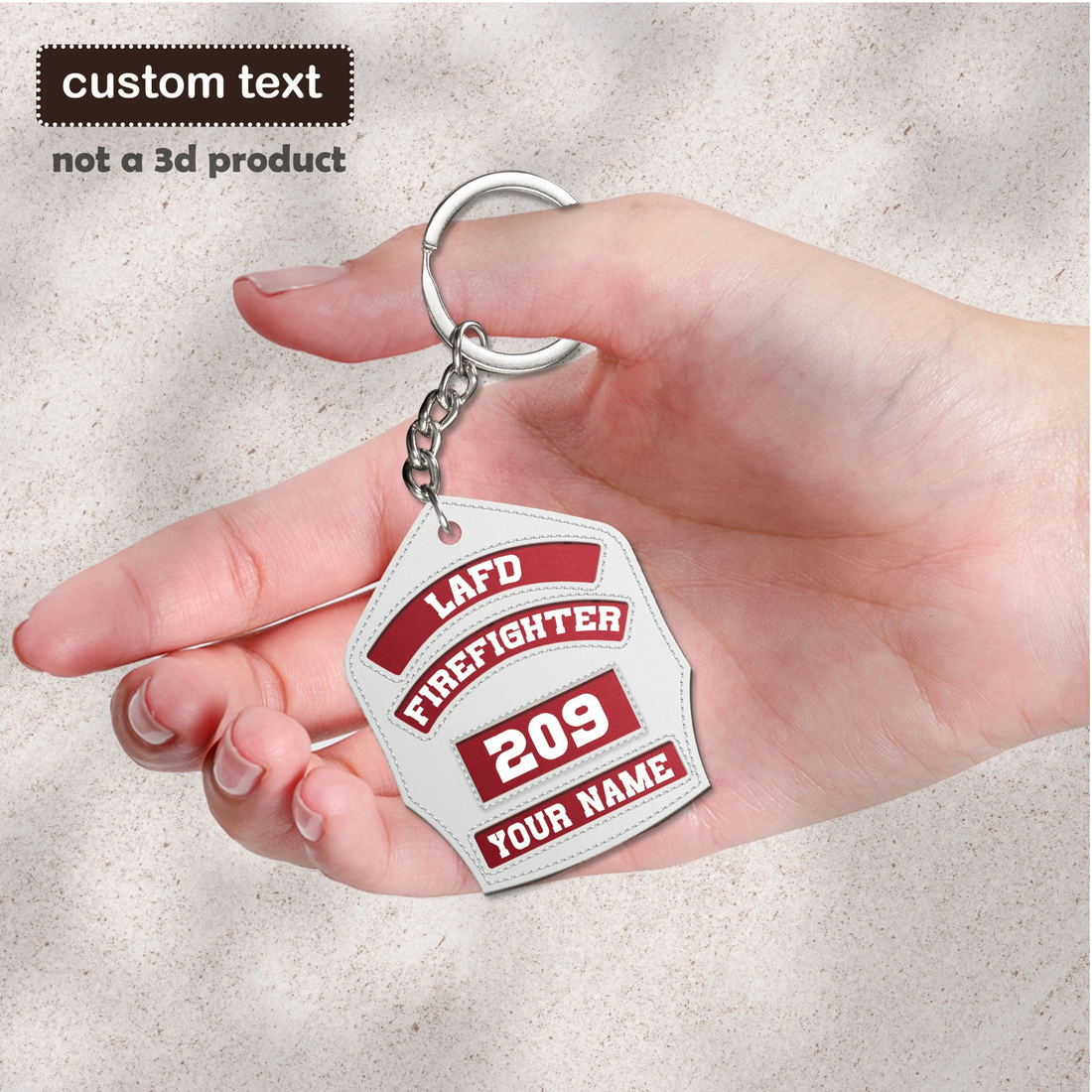 Personalized Firefighter Keychain - Custom Badge Name Number Fire Dept