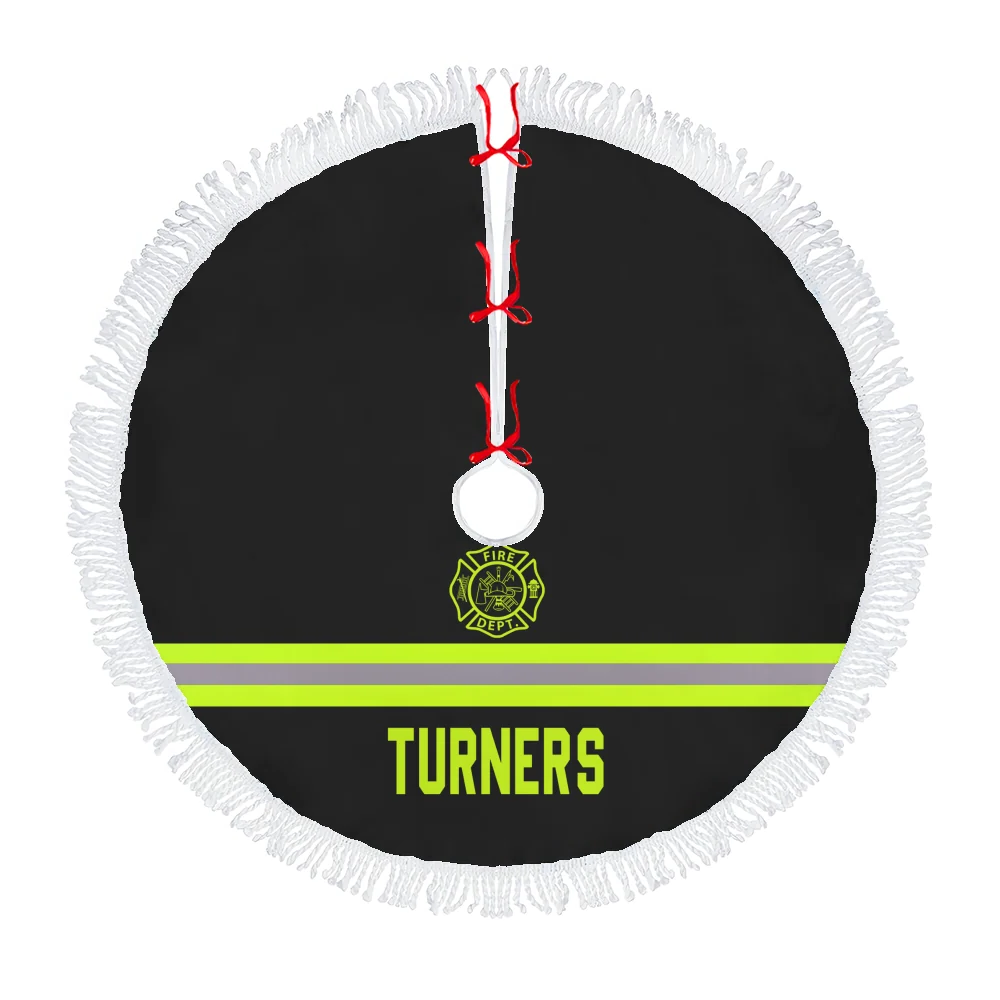 Personalized Firefighter Bunker Gear Christmas Tree Skirt