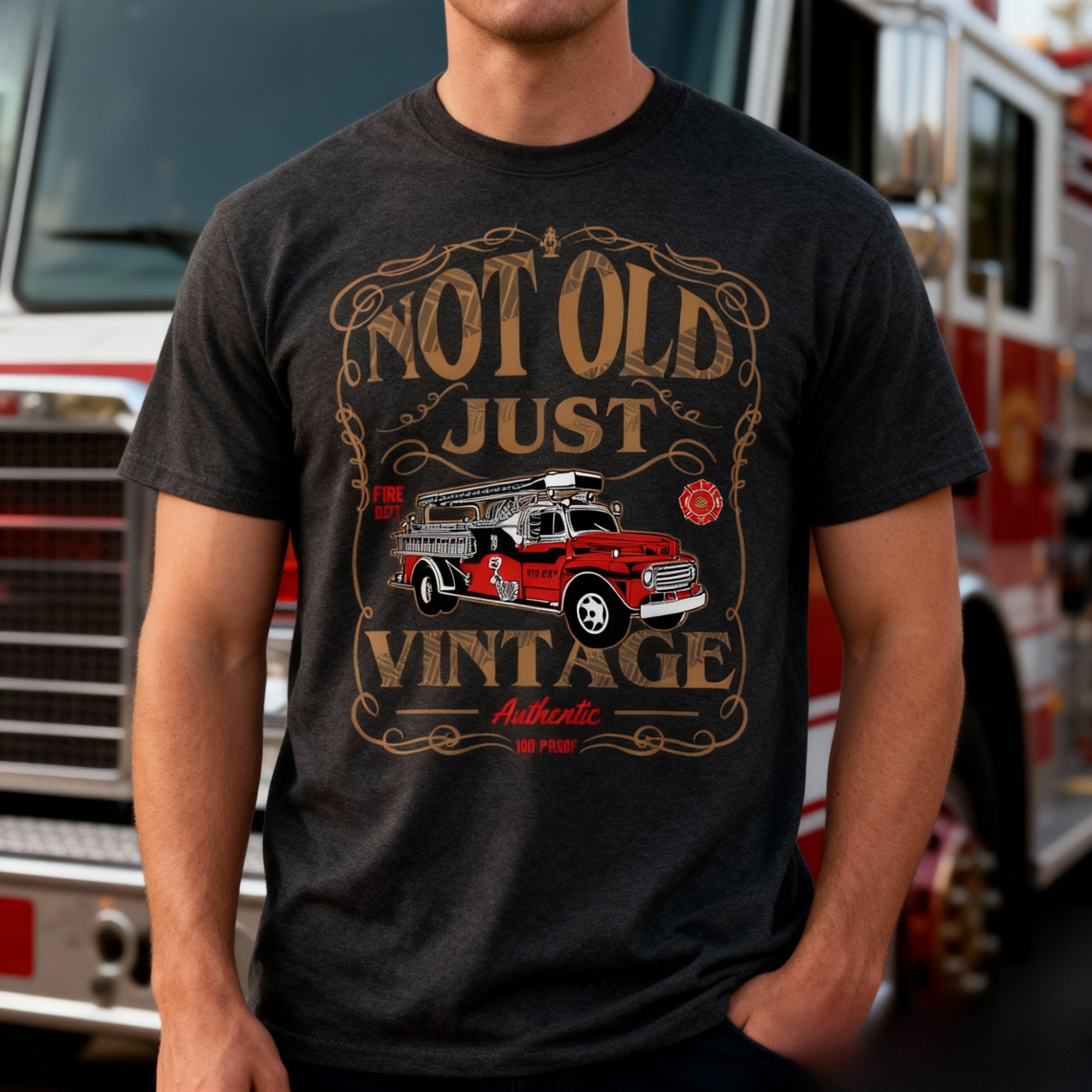 Firefighter Vintage Shirt - Not Old Just Vintage Fire Truck Tee