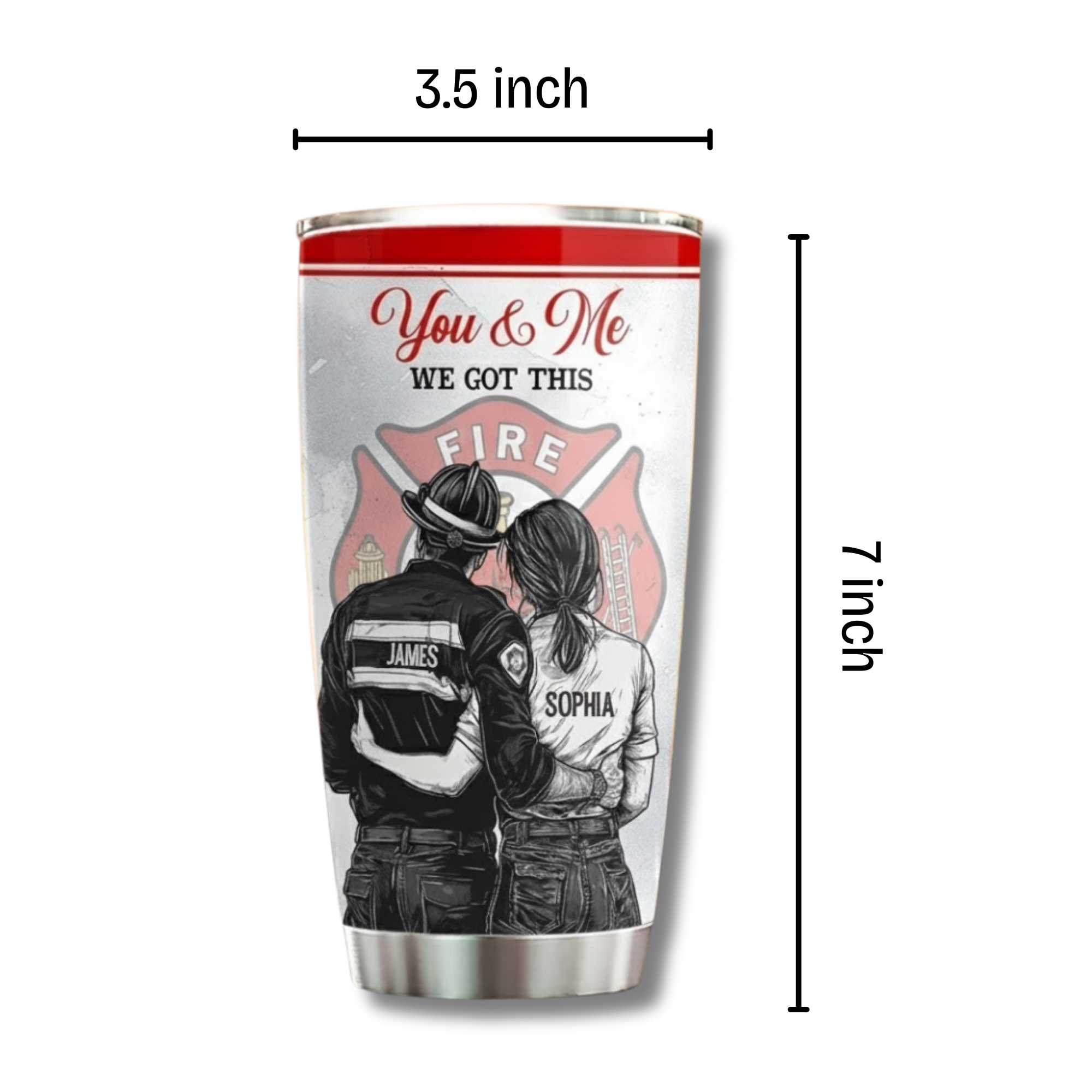 Firefighter Couple Tumbler - Personalized You And Me 20oz Custom Names