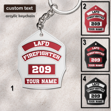 Personalized Firefighter Keychain - Custom Badge Name Number Fire Dept