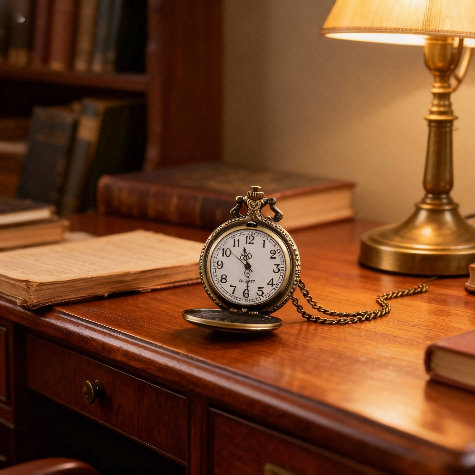 Firefighter Pocket Watch - Vintage Red Fire Truck Quartz Necklace Watch