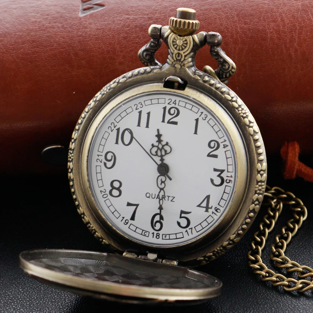 Firefighter Pocket Watch - Vintage Red Fire Truck Quartz Necklace Watch