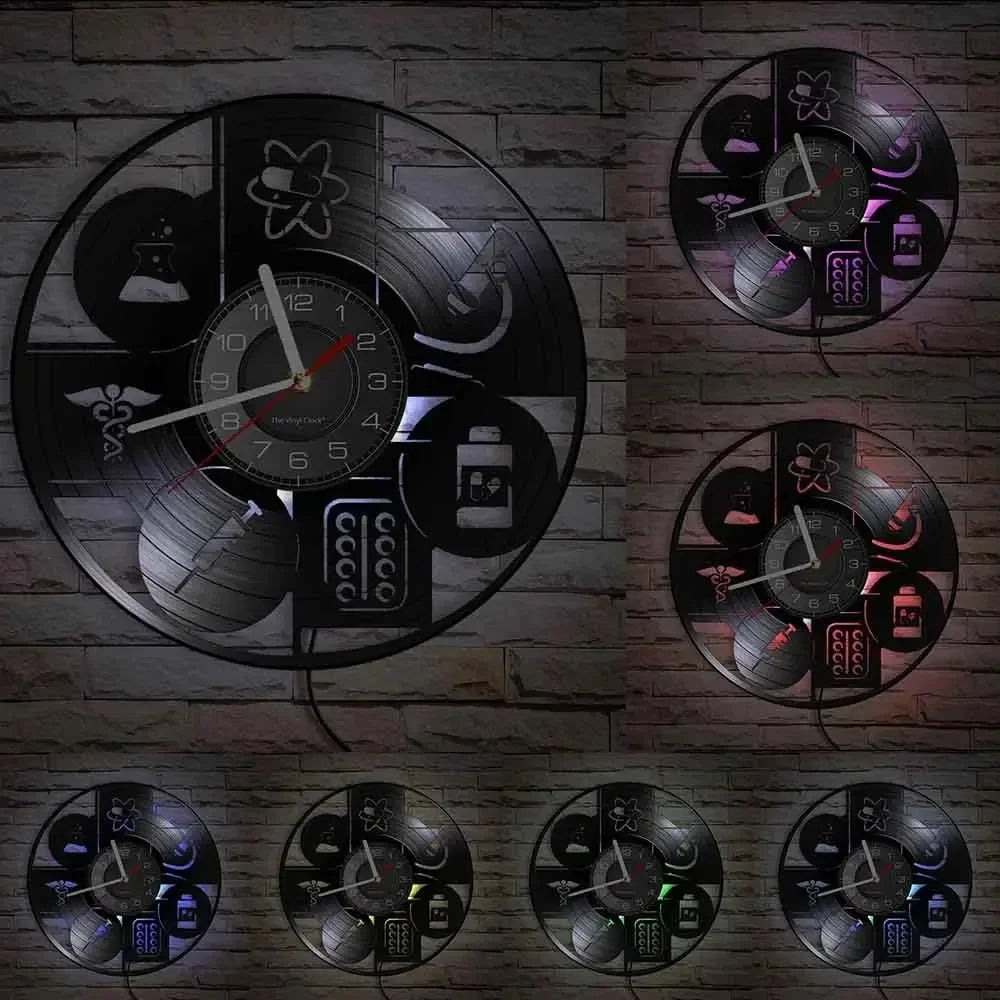 Wanduhr mit LED-Beleuchtung – LED-Dekoration für Apotheker, Ärzte und Krankenschwestern