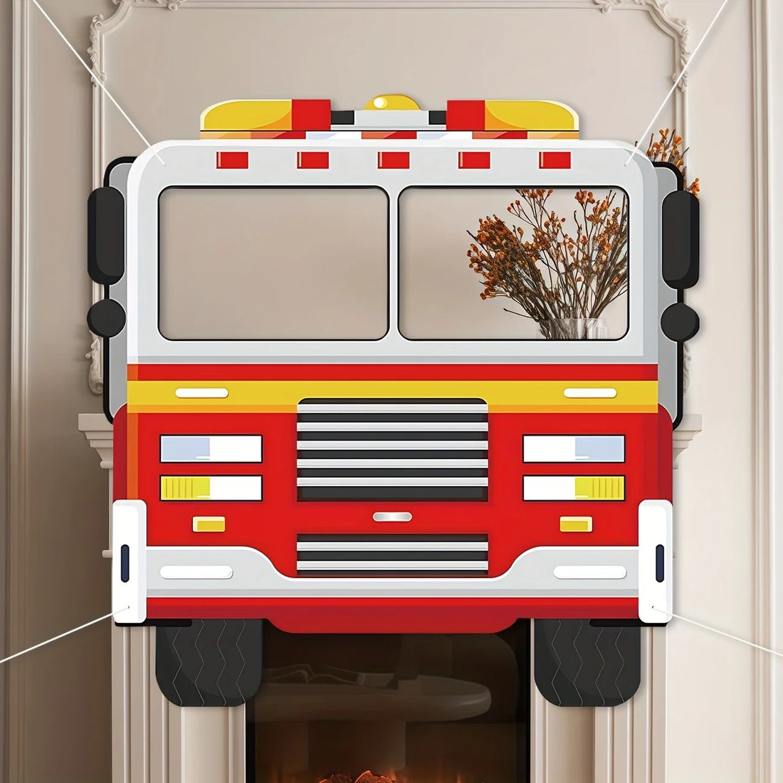 Accessoire pour photomaton Camion de pompiers - Cadre de bannière 2D