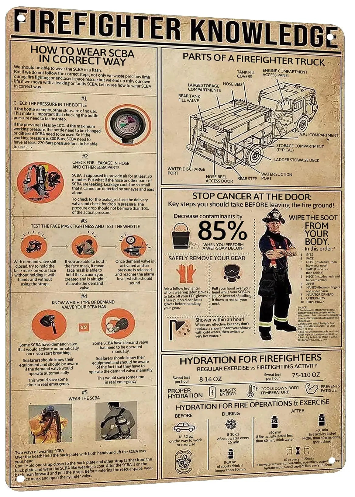 Metallschild „Feuerwehrwissen“ – Lehrreiches Blechposter 