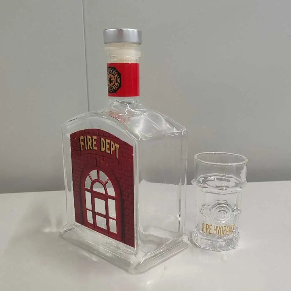 Firefighter Whiskey Decanter Set - Fire Hydrant Glass 2-Piece
