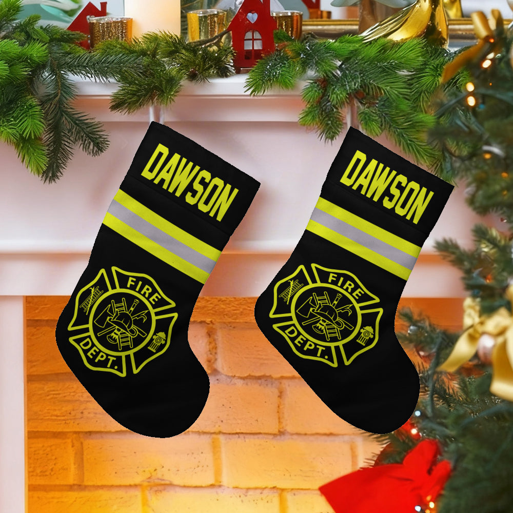 Custom Firefighter Christmas Stocking - Personalized Fire Dept
