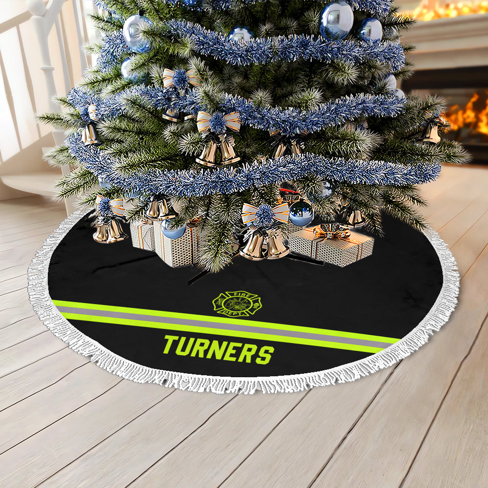 Firefighter Custom Name Christmas Tree Skirt - 3 Color