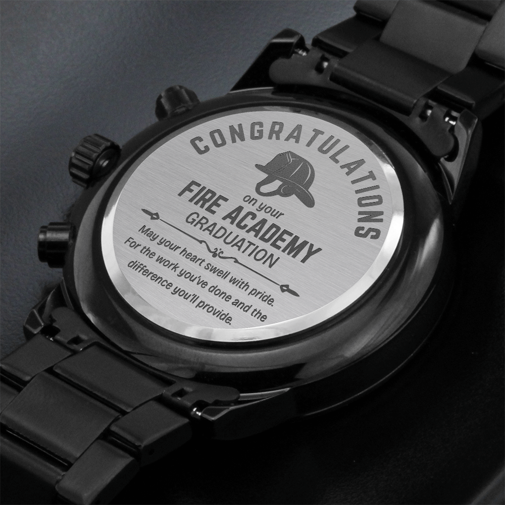 Firefighter Graduation Watch - Fire Academy Engraved Chronograph Gift