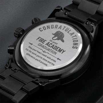 Firefighter Graduation Watch - Fire Academy Engraved Chronograph Gift