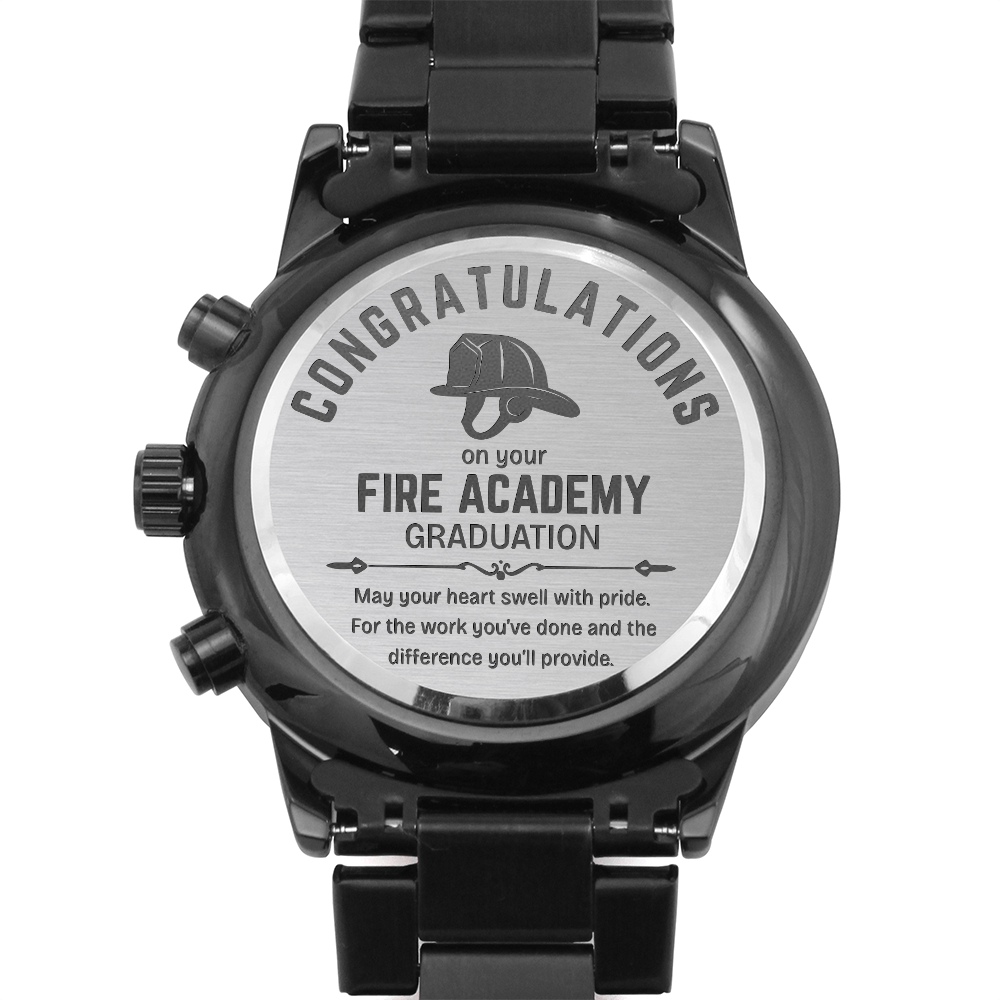 Firefighter Graduation Watch - Fire Academy Engraved Chronograph Gift